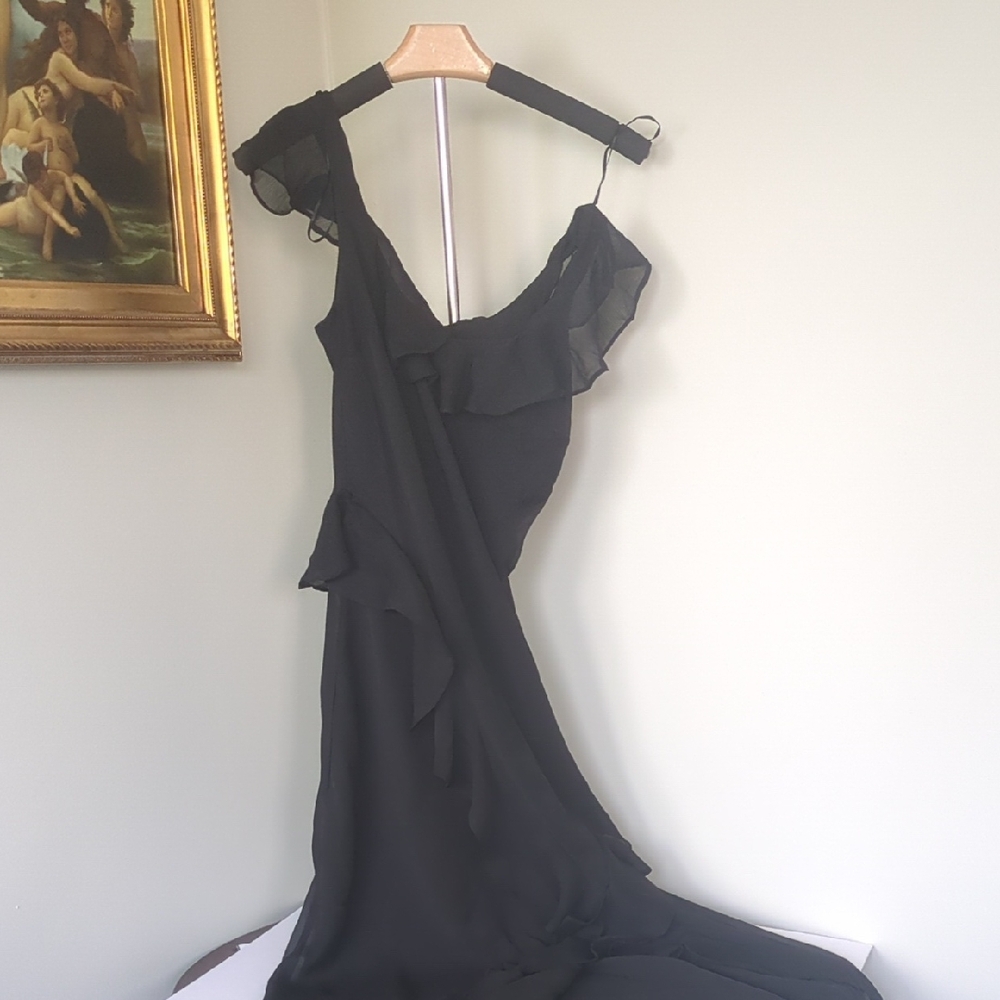 A New Day Black One Shoulder Ruched Cocktail Dress